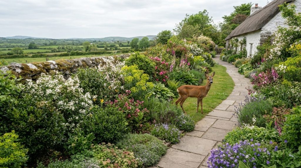 Which deer resistant shrubs in Ireland offer flowers, scent and foliage?